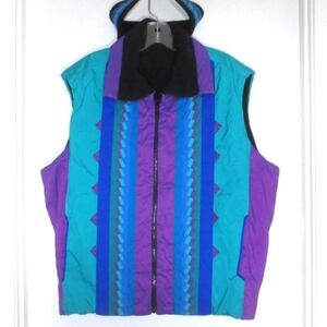 Wellspring Design 2 Piece Vest Headband Set 80s Vintage Colorful Quilted Size XL